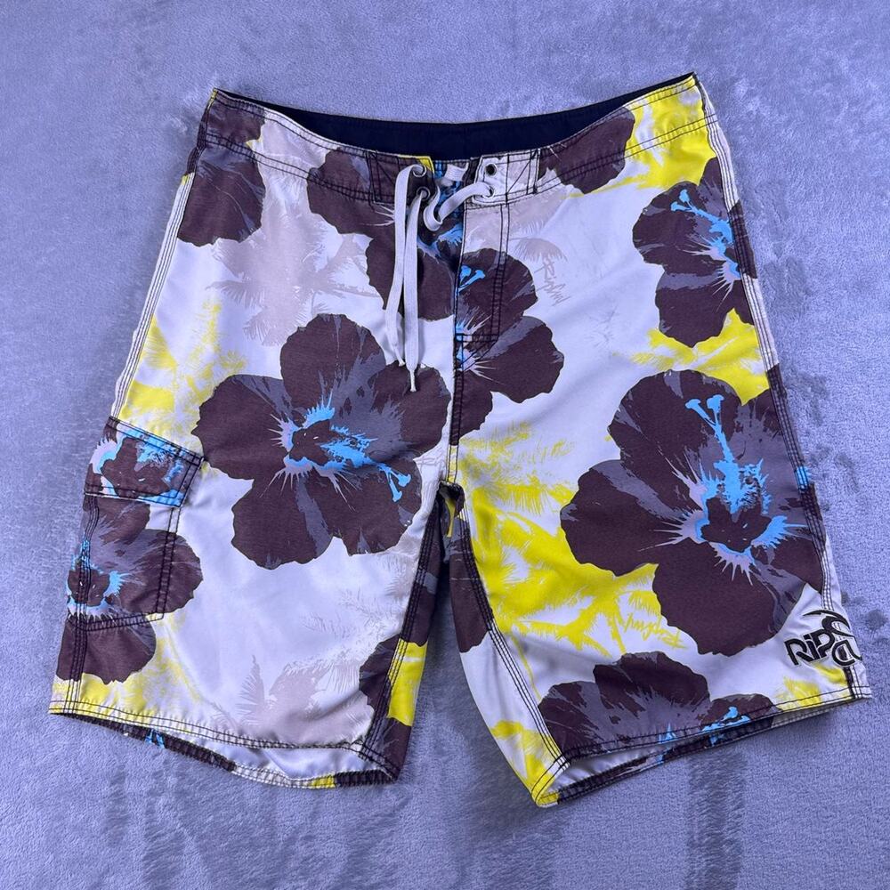 Vintage Y2K Rip Curl Floral Boardshorts Men’s 36 Surf Swim Trunks Hawaiian